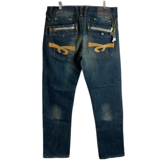 Chili Pepper Men's Jeans Size 34 Embellished Distressed Straight Leg Hip Hop Y2K - Picture 1 of 8